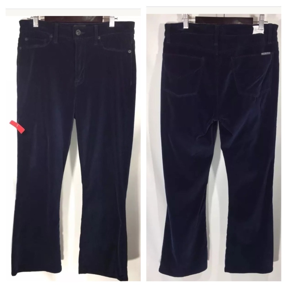 New Hudson Brix Velvet Jeans Navy Ankle Cropped Boot Cut Pant High Rise - Picture 2 of 6